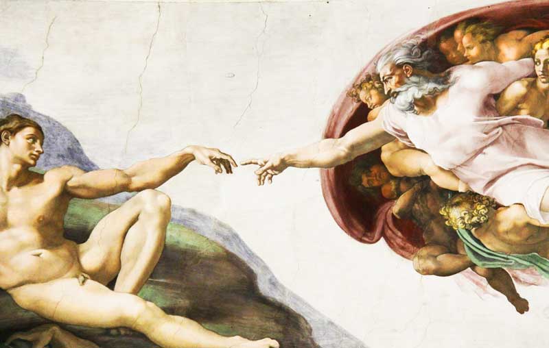 Fresco de la creación de Adán en la Capilla Sixtina | Foto: Pixabay