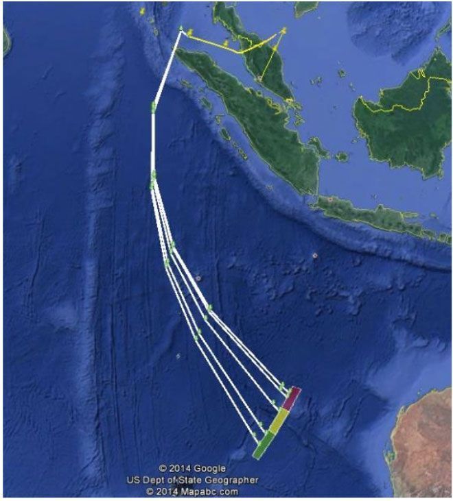 Ruta seguida por el vuelo MH370 tras ser desviado, según los investigadores | Fuente: Informe del gobierno de Malasia