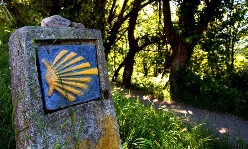 Hito que indica por dónde discurre el Camino de Santiago | Foto: Turgalicia